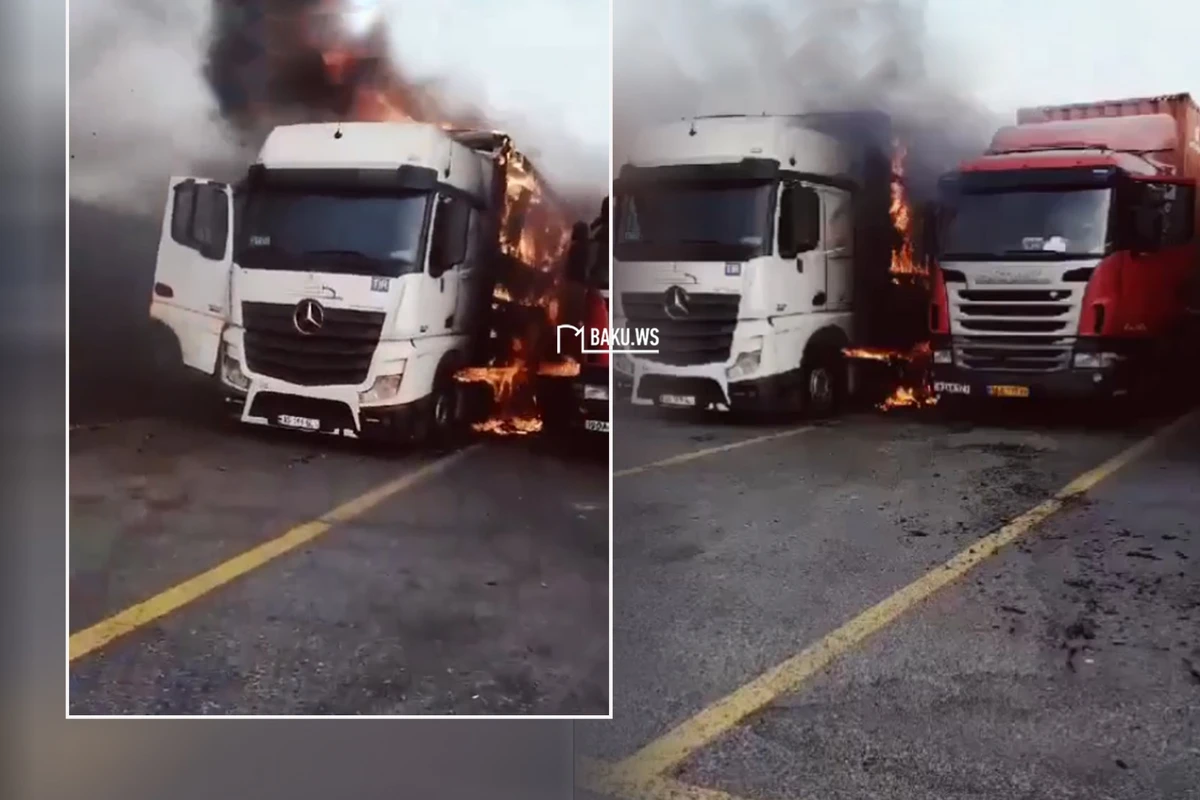 Bakıda yanan TIR-da yatan sürücü son anda XİLAS EDİLDİ - ANBAAN VİDEO