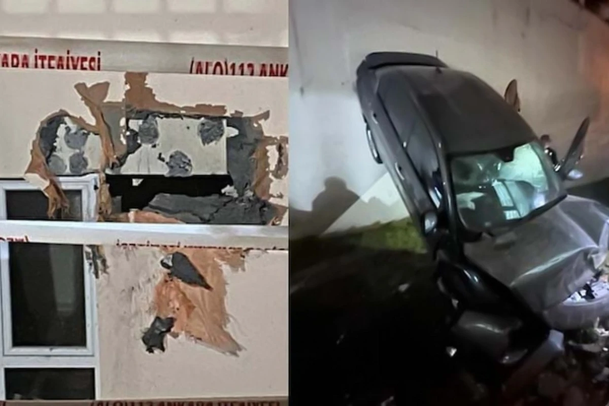 Binanın qarajından çıxan avtomobil qarşıdakı binanın 3-cü mərtəbəsinə çırpıldı - FOTO