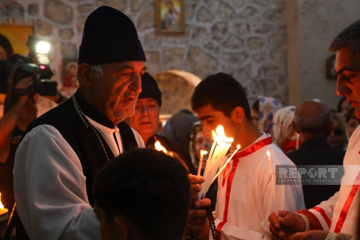 Qəbələdəki Cotari kilsəsində Pasxa bayramı qeyd edilib - FOTO