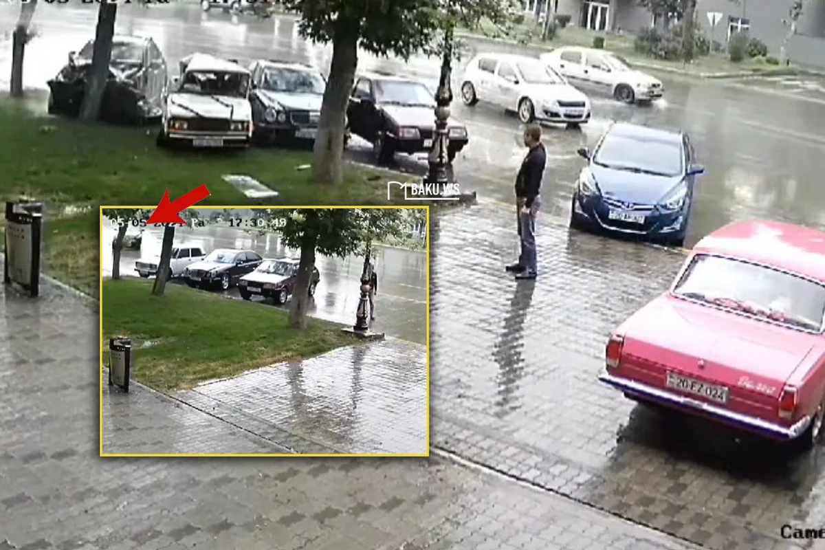 Автомобиль на высокой скорости протаранил три машины и влетел в дерево - ВИДЕО