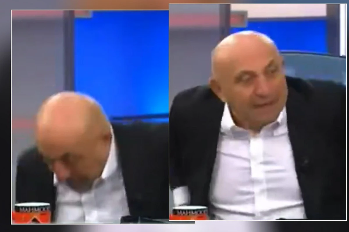 Sinan Engin canlı yayımda stuldan yıxıldı - VİDEO