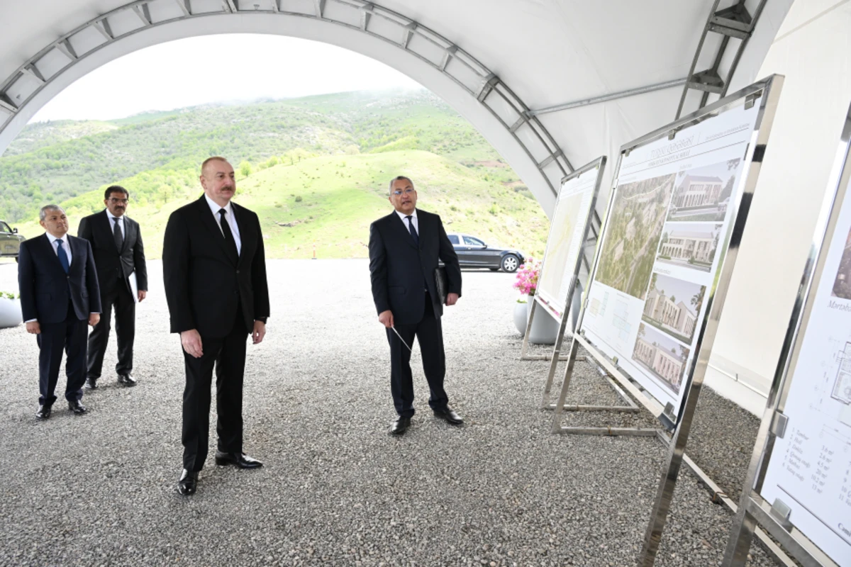 İlham Əliyev Şuşa rayonunun Turşsu qəsəbəsinin təməlini qoyub - YENİLƏNİB + FOTO