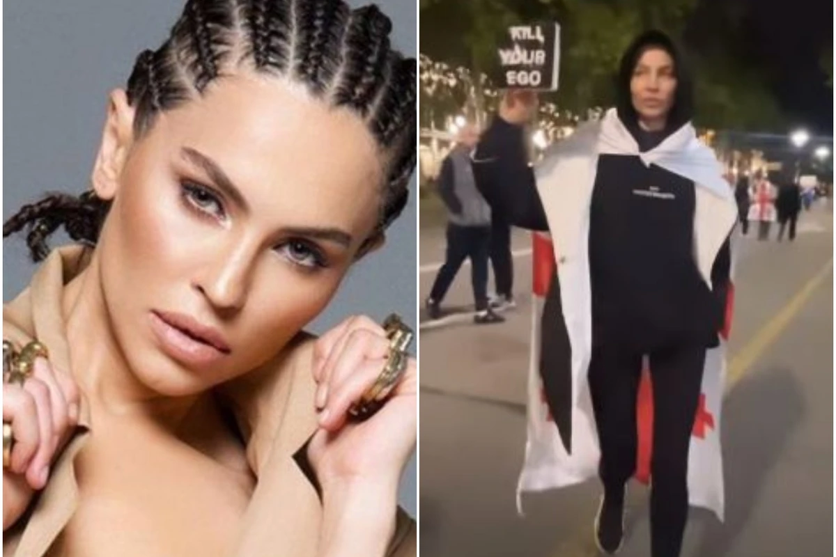 Azərbaycanlı model Gürcüstandakı mitinqlərə qatıldı - FOTO/VİDEO
