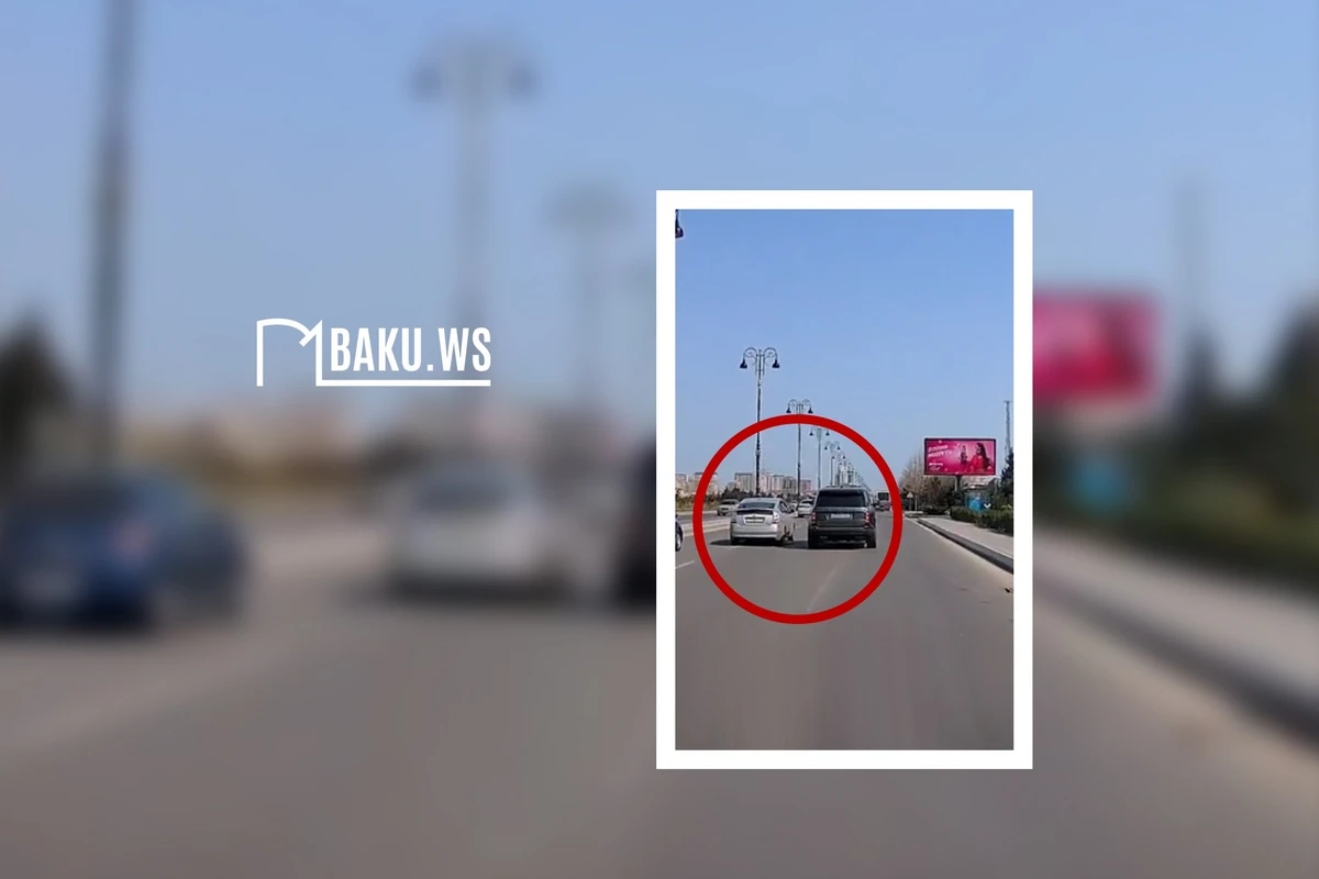 Sumqayıtda Priusla yarışan Range Rover qəza törətdi - VİDEO