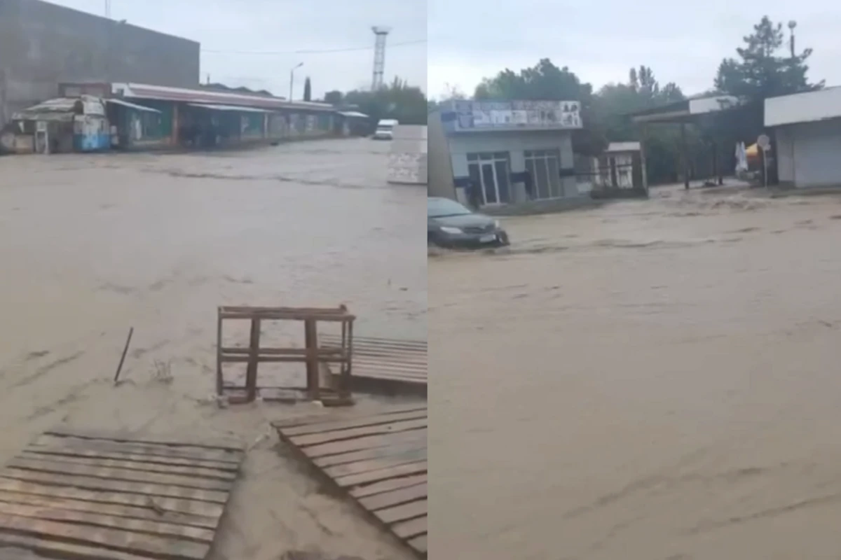 Marneuli bazarı su altında qalıb - VİDEO
