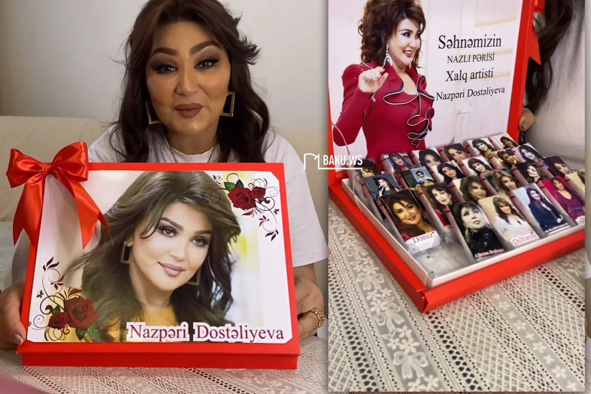 Nazpəri Dostəliyevaya unikal şokolad qutusu hədiyyə edildi - VİDEO