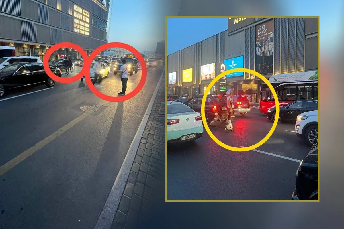 Опасная ситуация у нового торгового центра в Баку