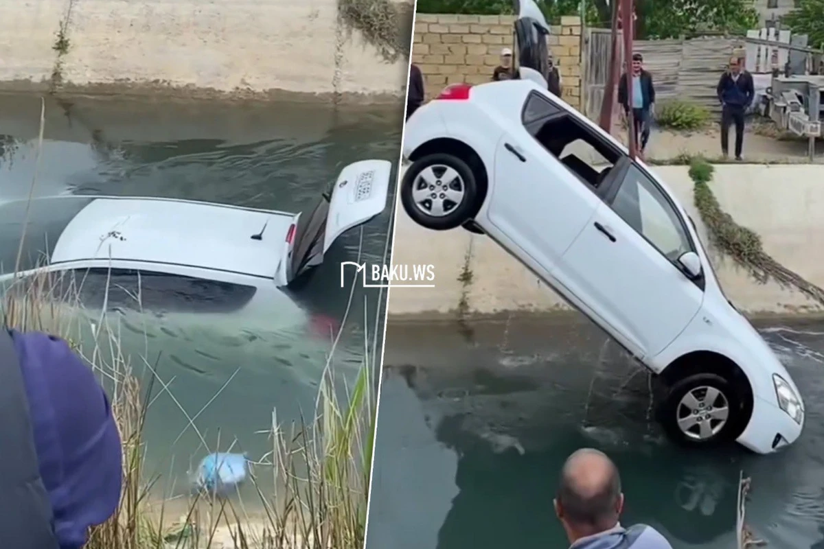 Автомобиль упал в канал в поселке Сарай - ВИДЕО