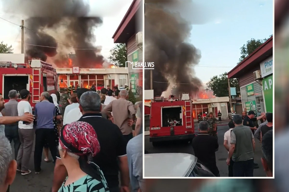 Пожар в Лянкяране: Пламя охватило магазин - ВИДЕО