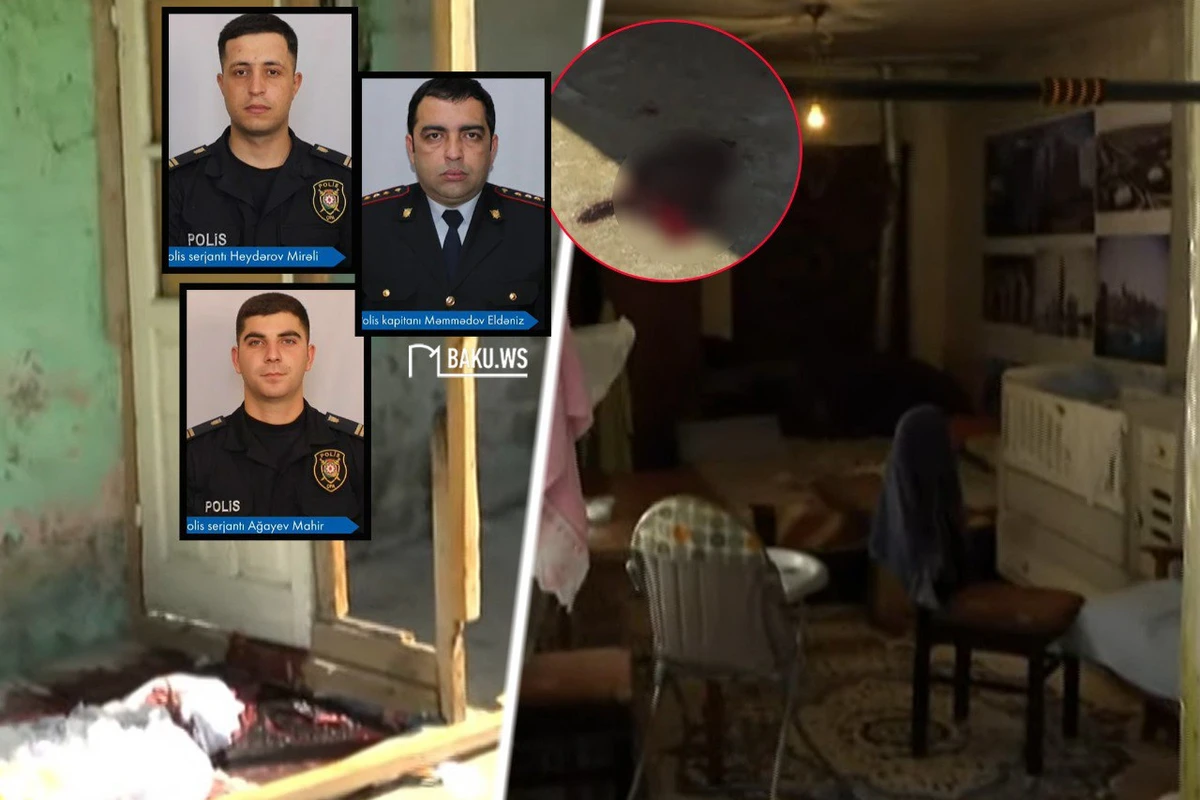 Bakıda üç polisin qətlə yetirildiyi hadisə yerindən GÖRÜNTÜLƏR - VİDEO
