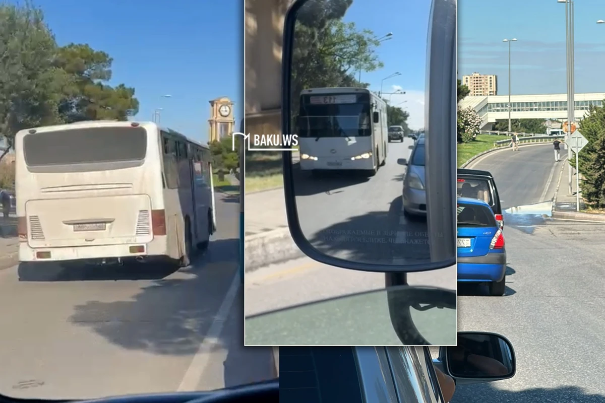 Bakıda avtobus və maşınlar əks yola çıxaraq protiv sürdülər - VİDEO