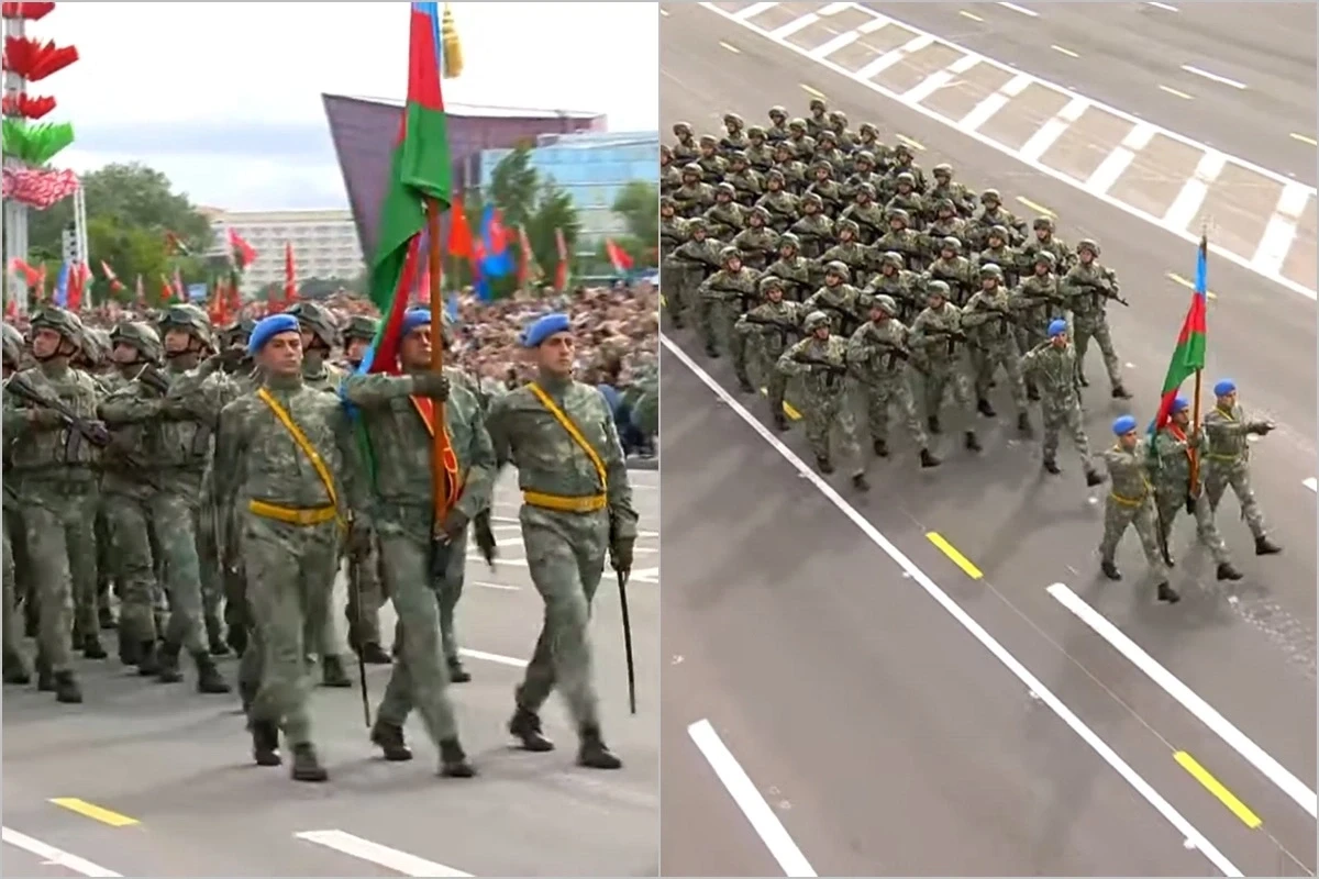 Minskdə keçirilən paradda Azərbaycan hərbçilərinin keçidi - VİDEO