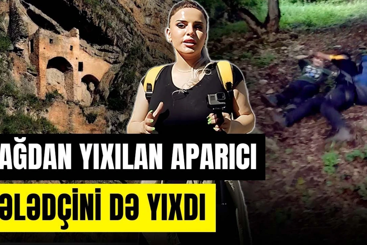 Dağdan yıxılan aparıcı bələdçini də yıxdı - VİDEO - BAKU TV
