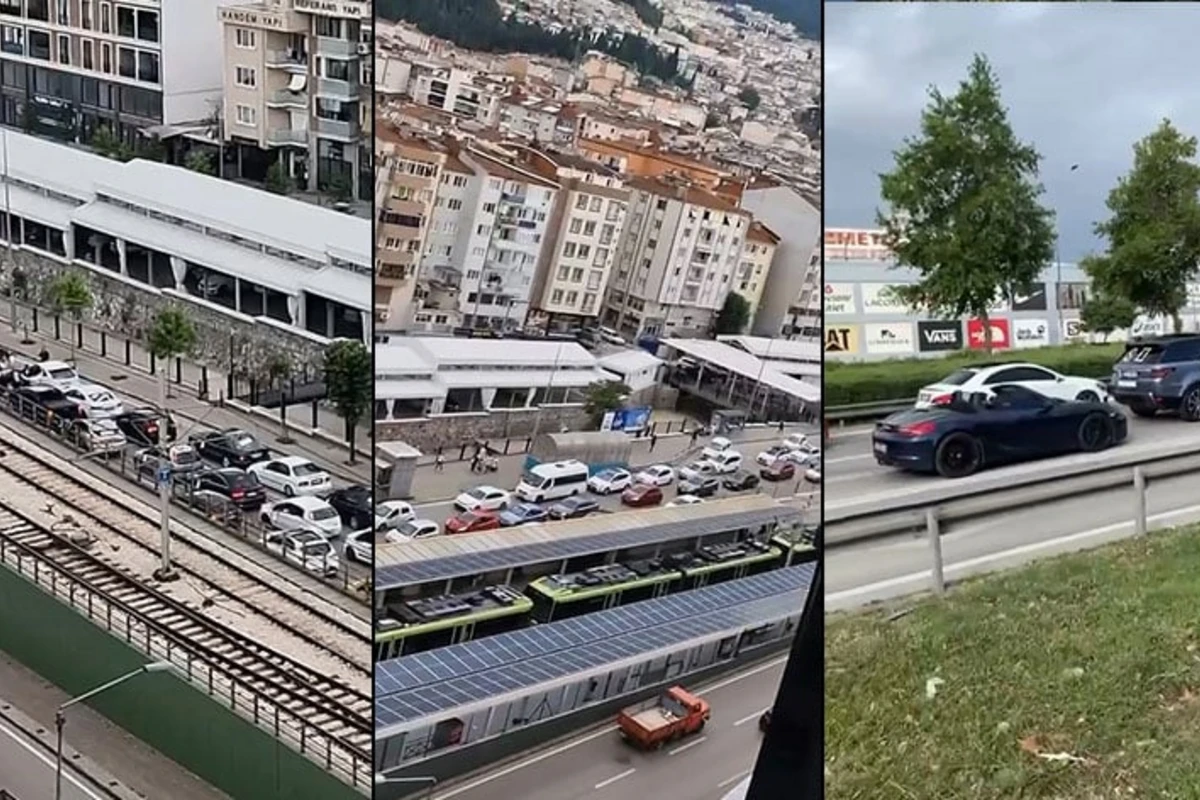 Lüks avtomobil karvanı ilə yolu kəsib, yallı getdilər - VİDEO