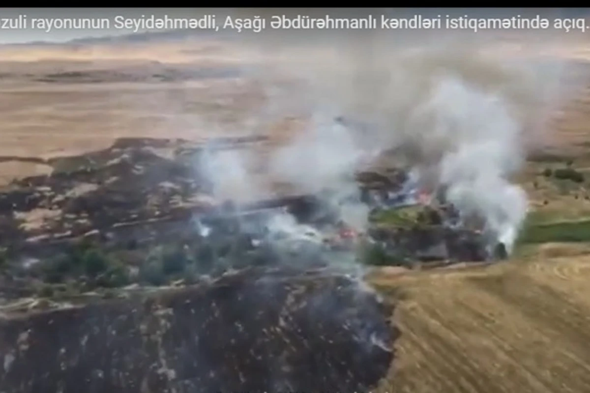 İşğaldan azad olunan ərazilərdə yanğın olub, iki helikopter cəlb olunub - VİDEO