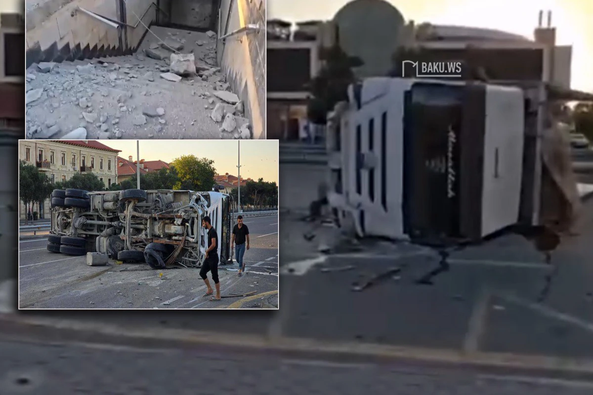 Bakıda yük maşını avtomobilə çırpılıb aşdı - FOTO/VİDEO Bakıda yük maşını avtomobilə çırpılıb aşdı - FOTO/VİDEO