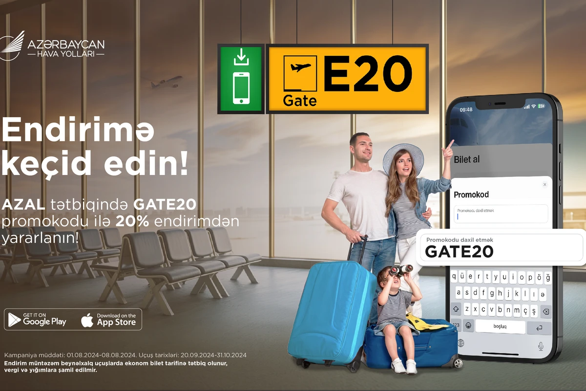 AZAL-dan “GATE20” promokodu ilə aviabiletlərə 20% endirim