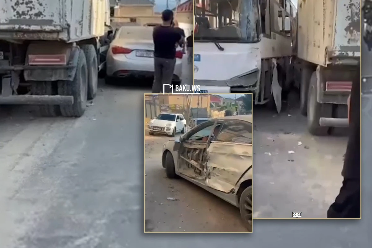 Bakıda “KamAZ” avtobusla toqquşdu, xəsarət alanlar var - VİDEO