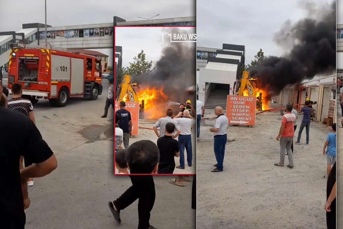Bakıda ekskavator yandı - FHN əraziyə cəlb olundu