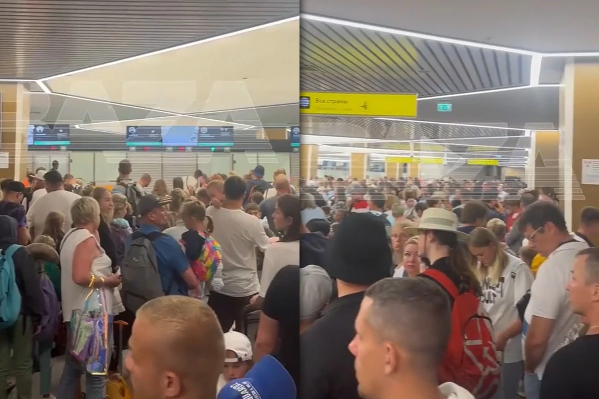 Şeremetyevo hava limanında böyük növbələr yaranıb - VİDEO