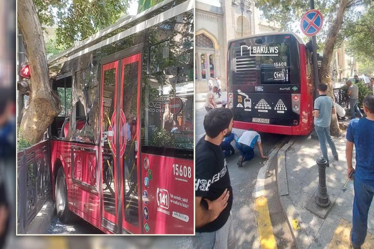 BakuBus avtobusu qəza törətdi - YENİLƏNİB - FOTO/VİDEO