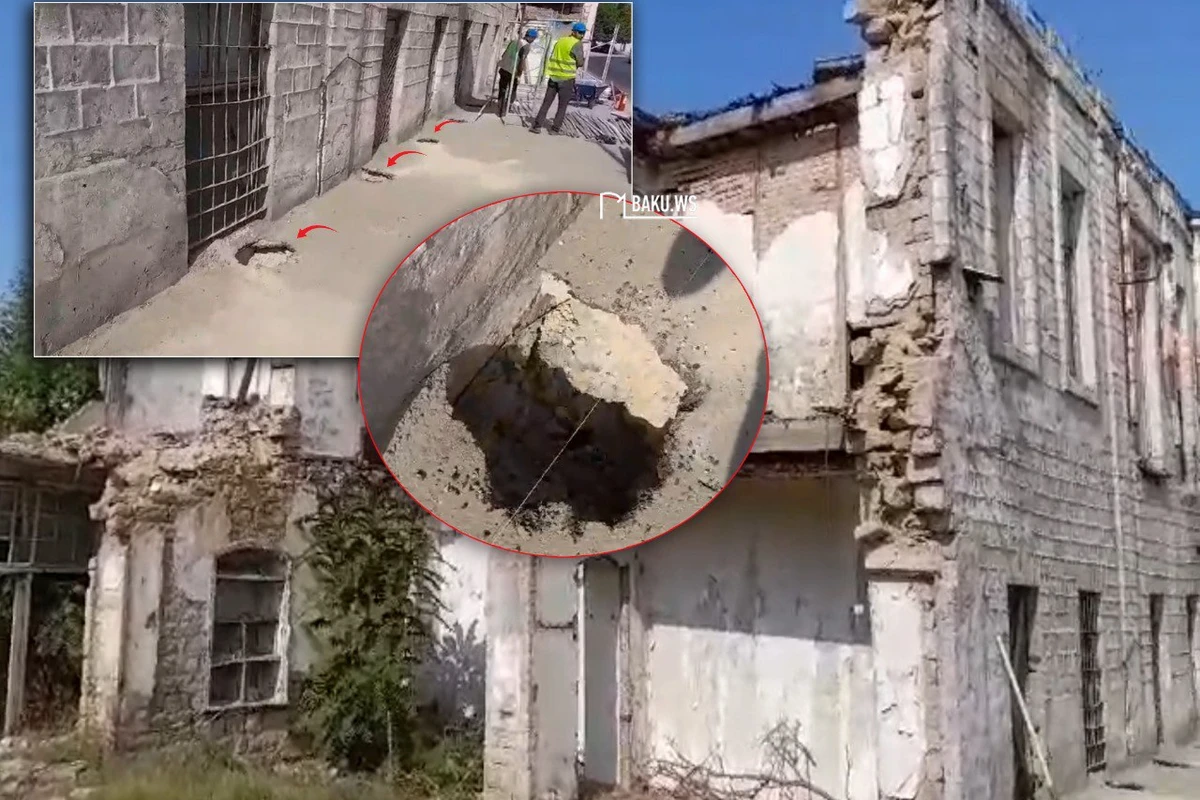 Bakıda sakin qəzalı vəziyyətdə olan binanın abadlaşdırılmasına etiraz etdi - VİDEO