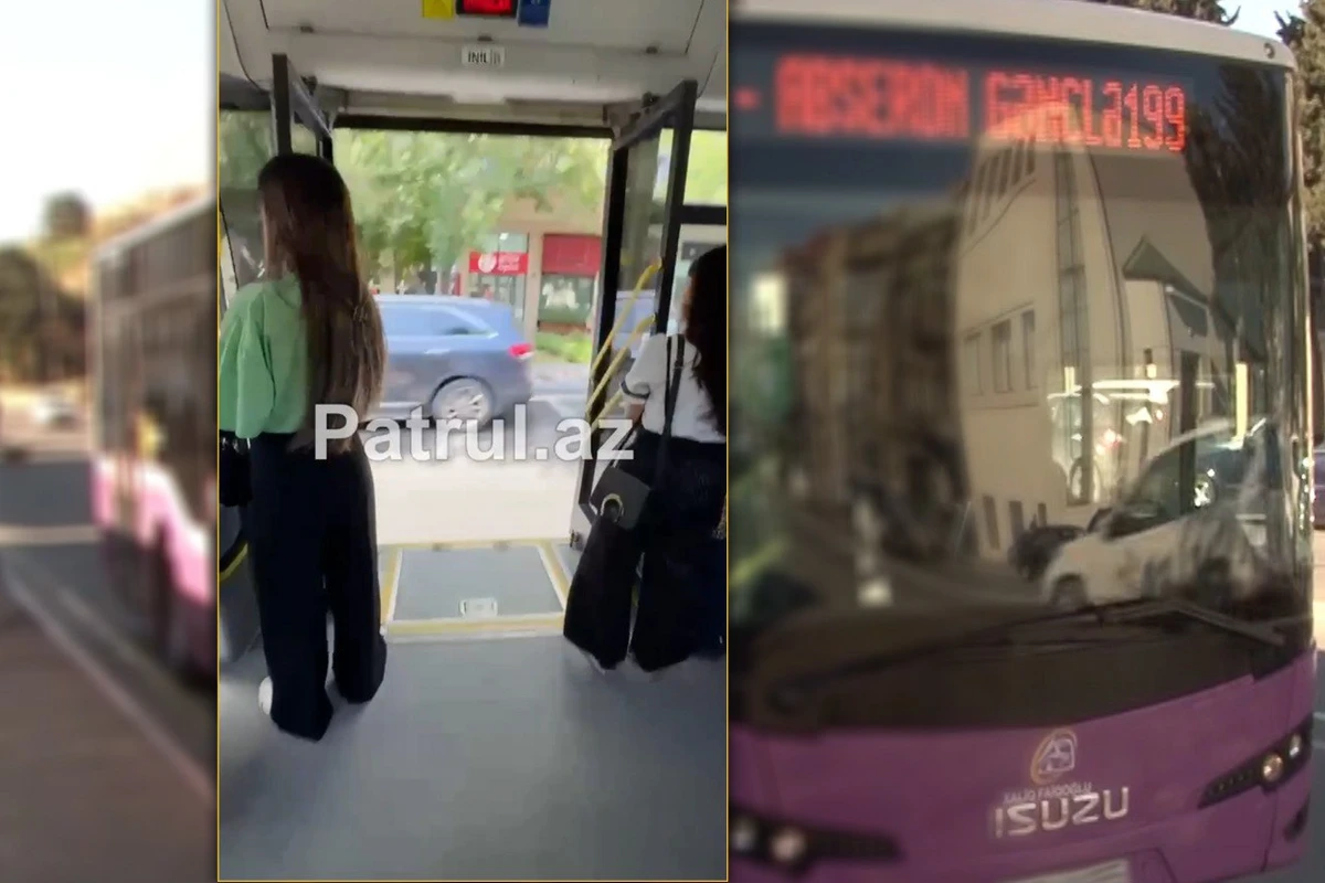 Bakıda sürücü hava istidir deyə avtobusu qapısı açıq sürdü - VİDEO