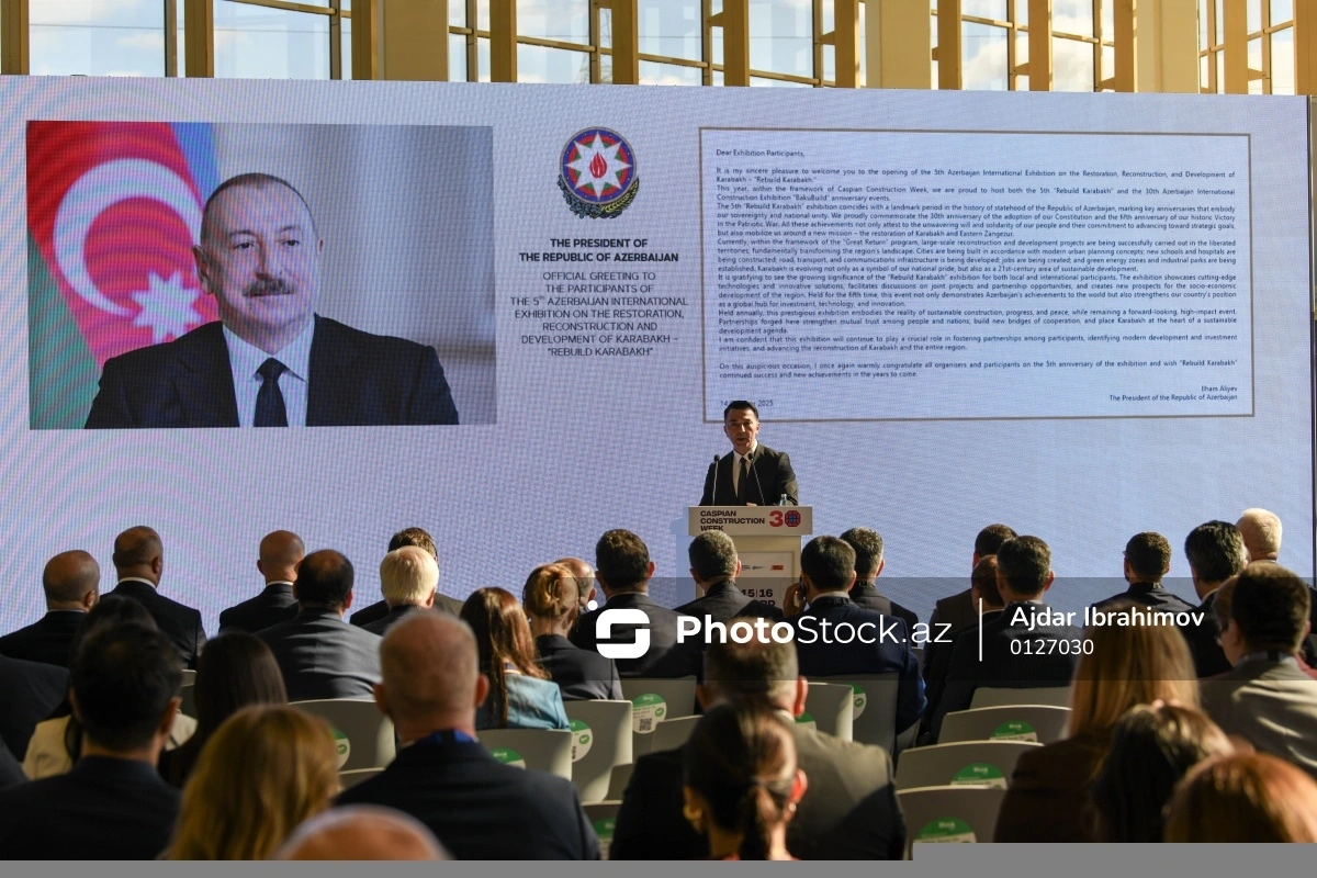 İlham Əliyev Rebuild Karabakh-2025 sərgisinin iştirakçılarına müraciət ünvanlayıb İlham Əliyev Rebuild Karabakh-2025 sərgisinin iştirakçılarına müraciət ünvanlayıb