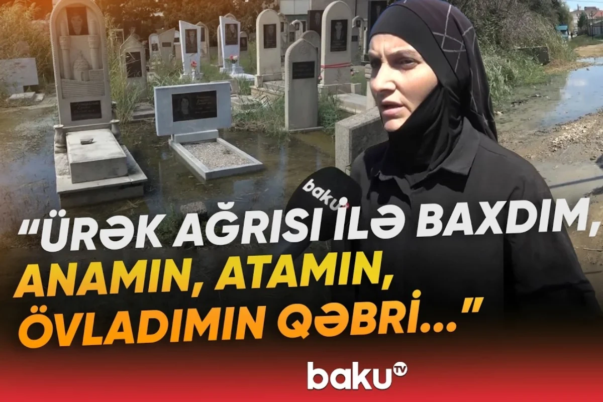 Zabratda xoşagəlməz mənzərə: Qəbirləri su basıb