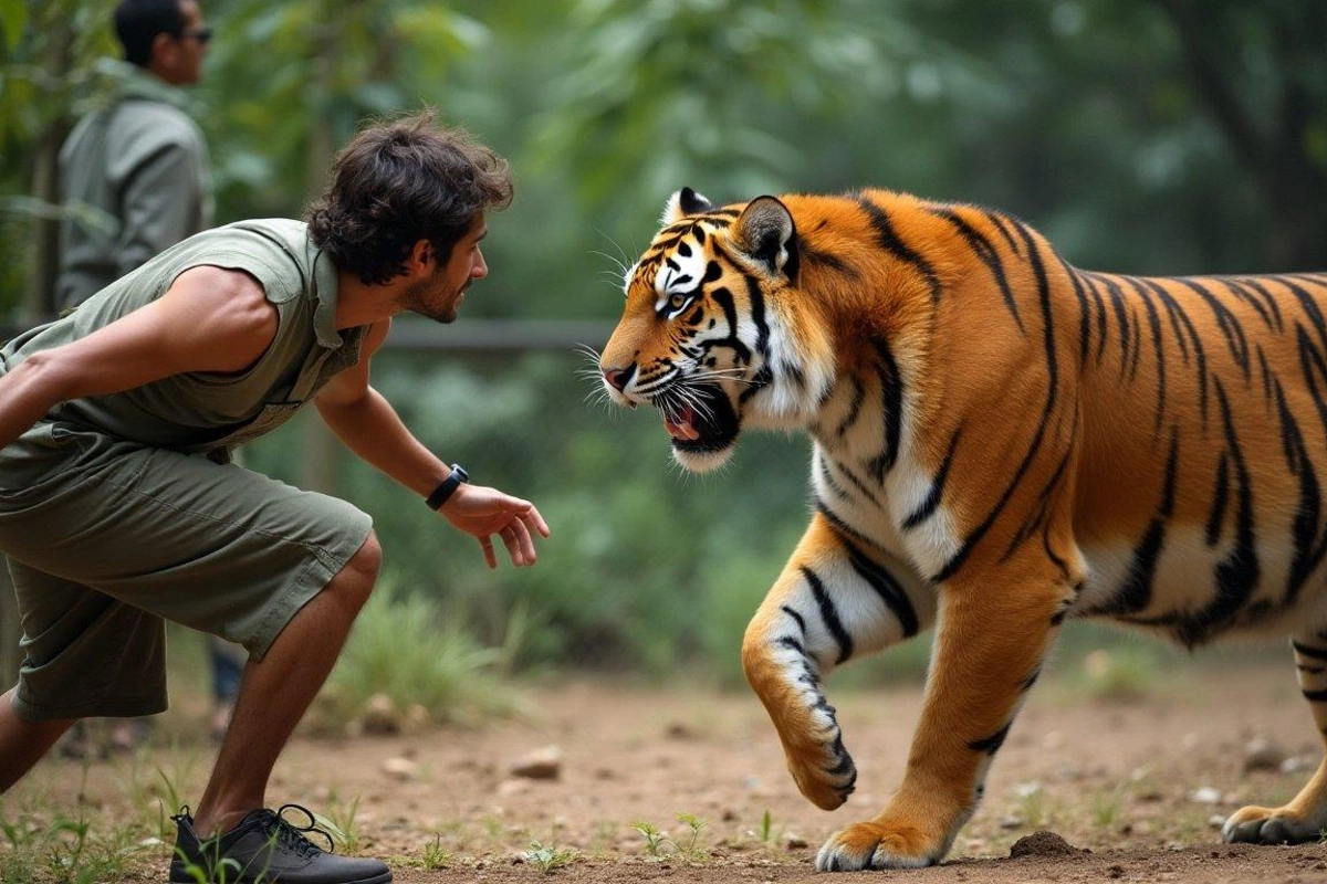 A tiger attacked a tourist in Thailand