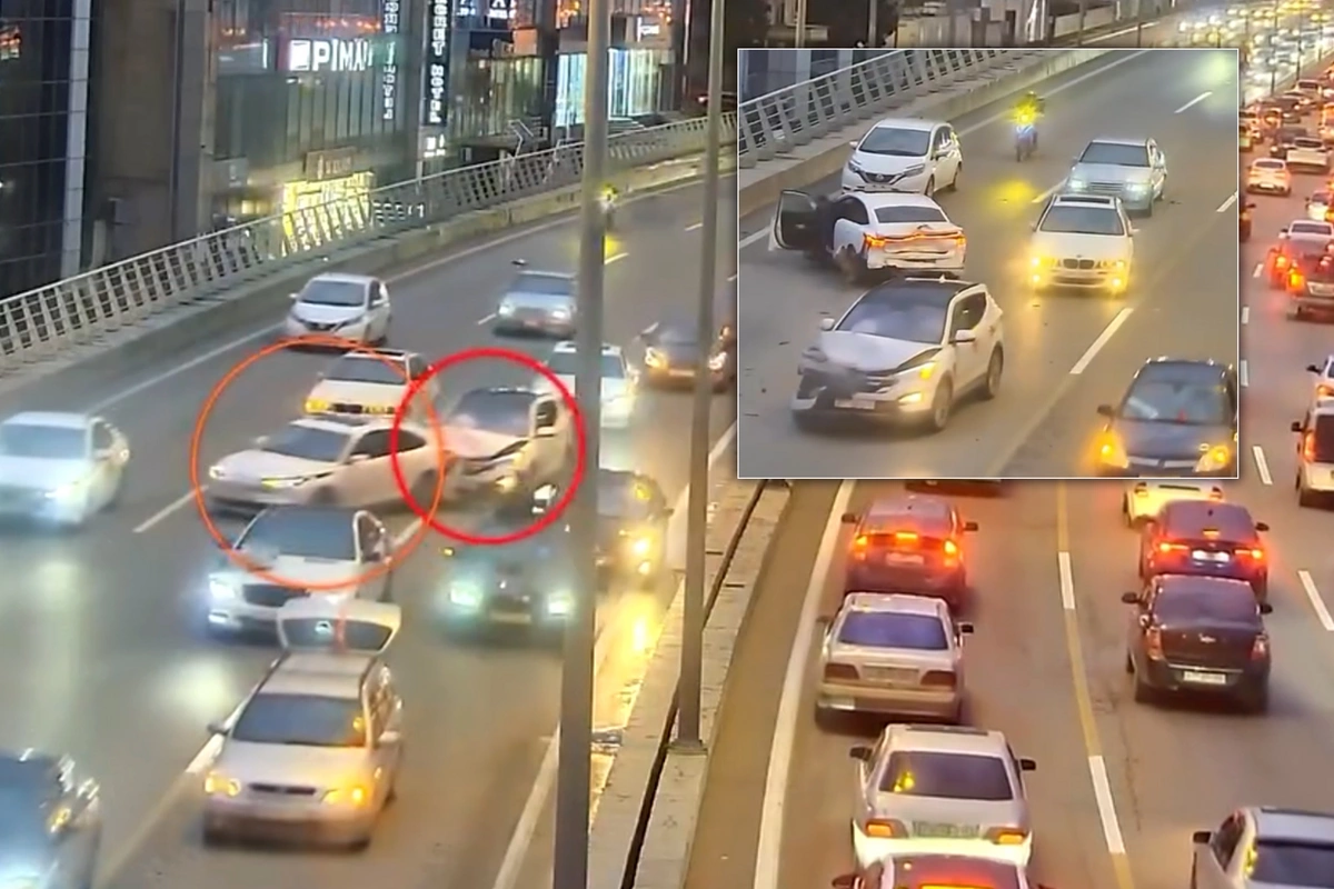 В Баку нарушивший правила водитель свадебного кортежа спровоцировал цепное ДТП