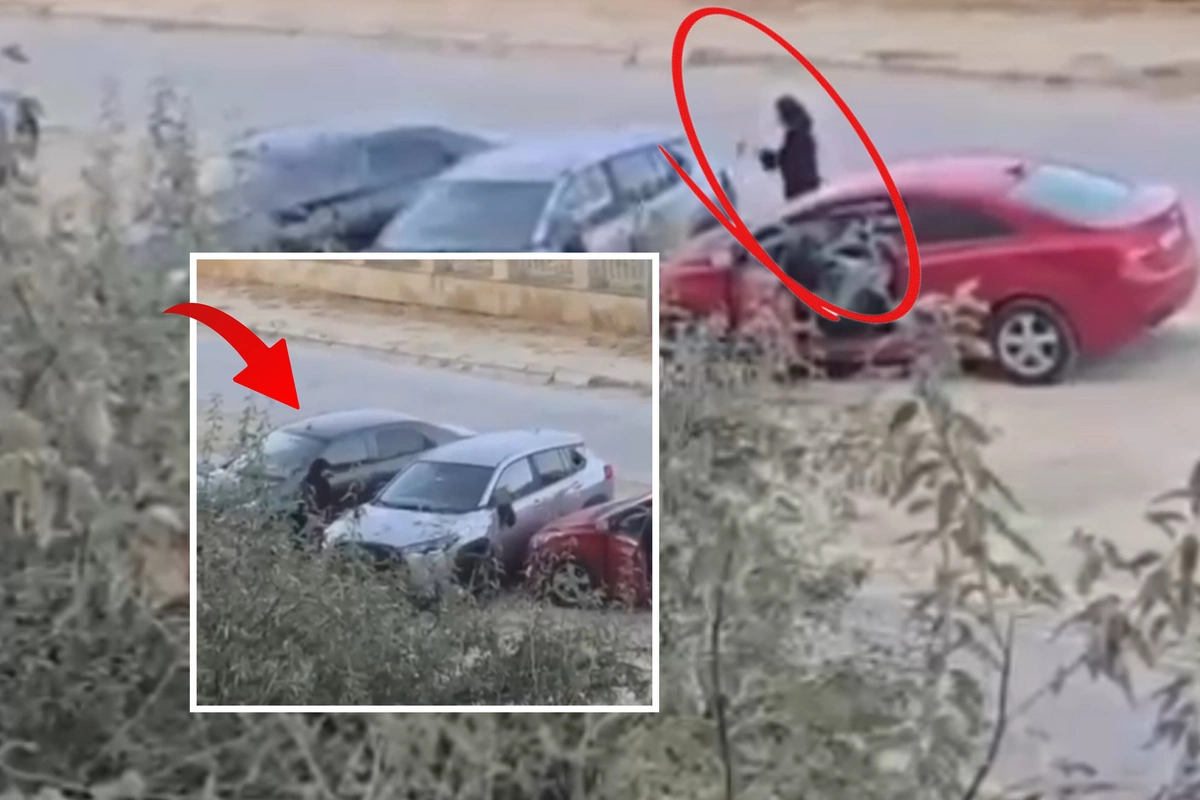 Bakıda qadın avtomobilə hücum edib, parçalamağa çalışdı - ANBAAN VİDEO