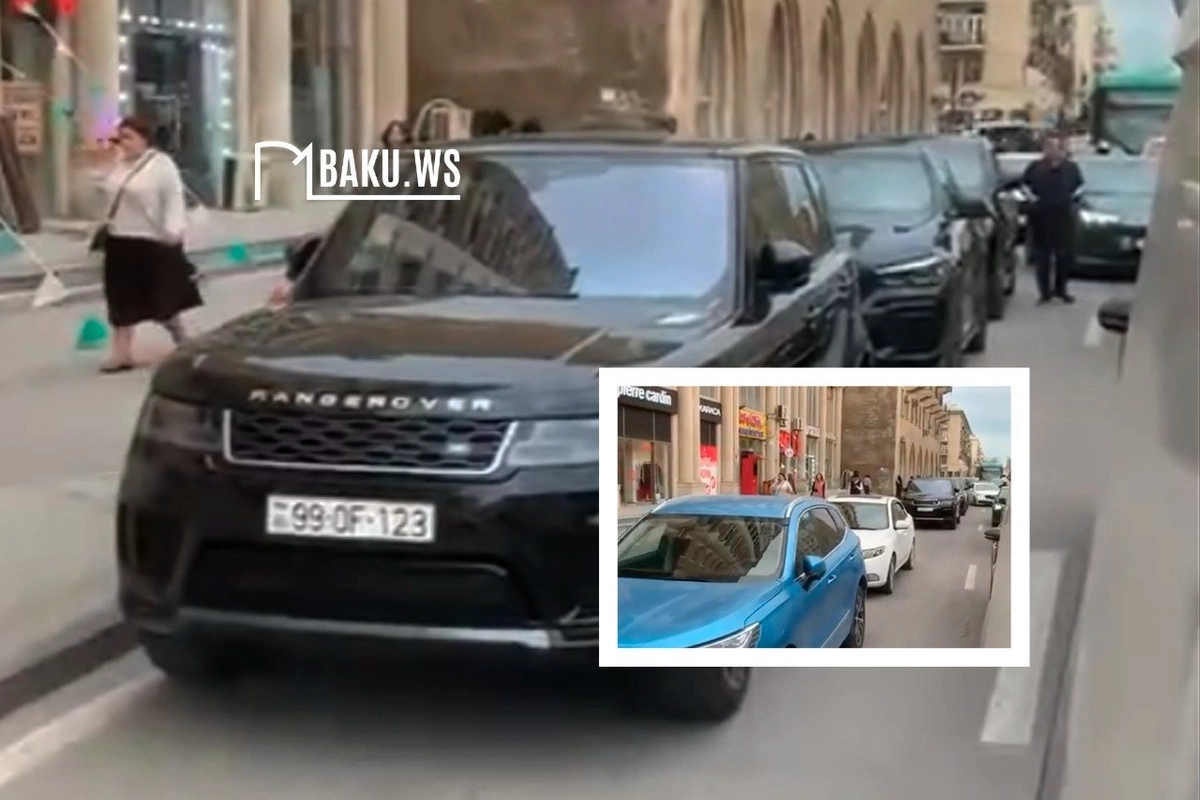 Moskva prospektində yolun sağ zolağı qeyri-qanuni parklanma səbəbindən tıxac yaradır