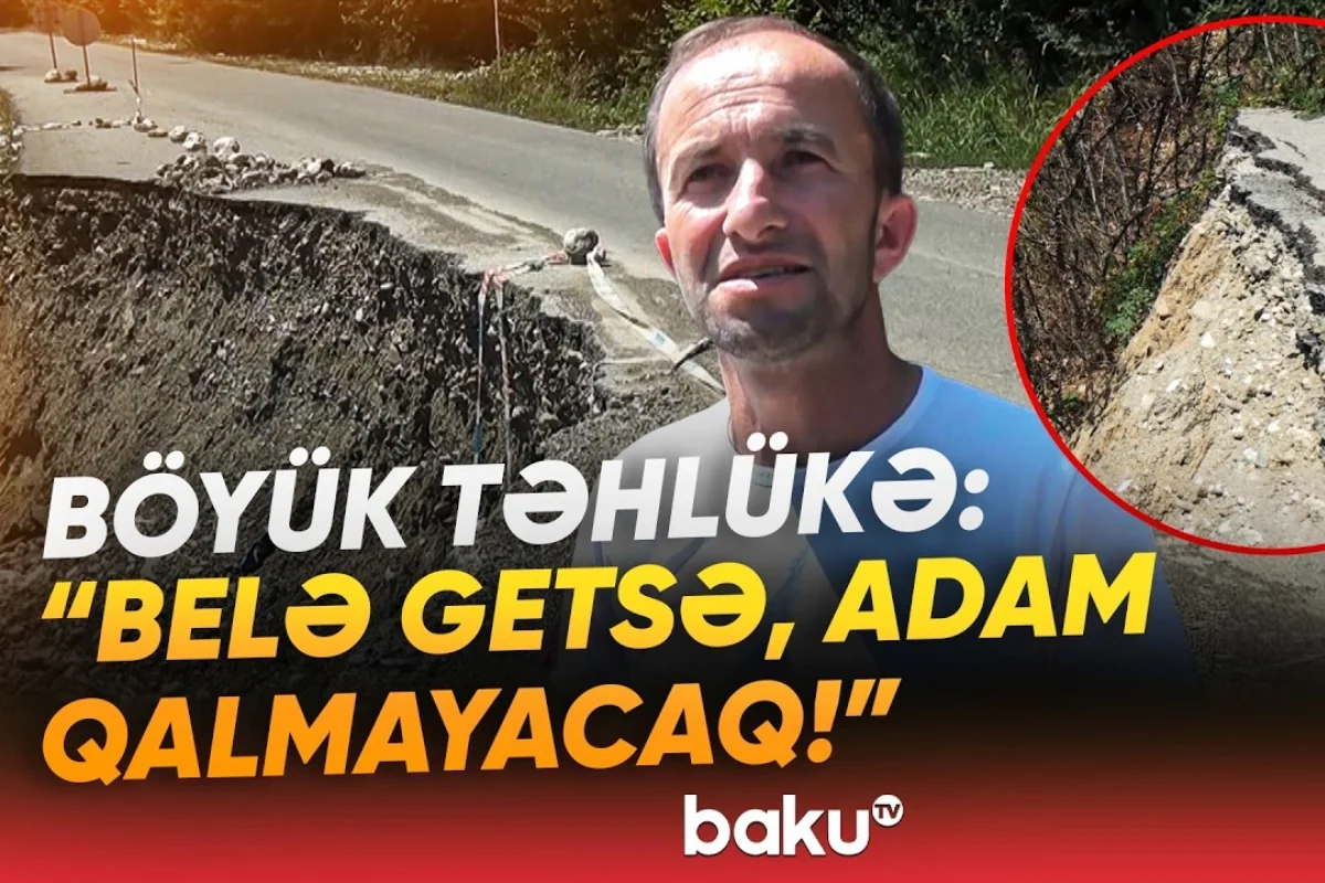 Qubada altı kəndi birləşdirən yolda təhlükə: Sürüşmə davam edir