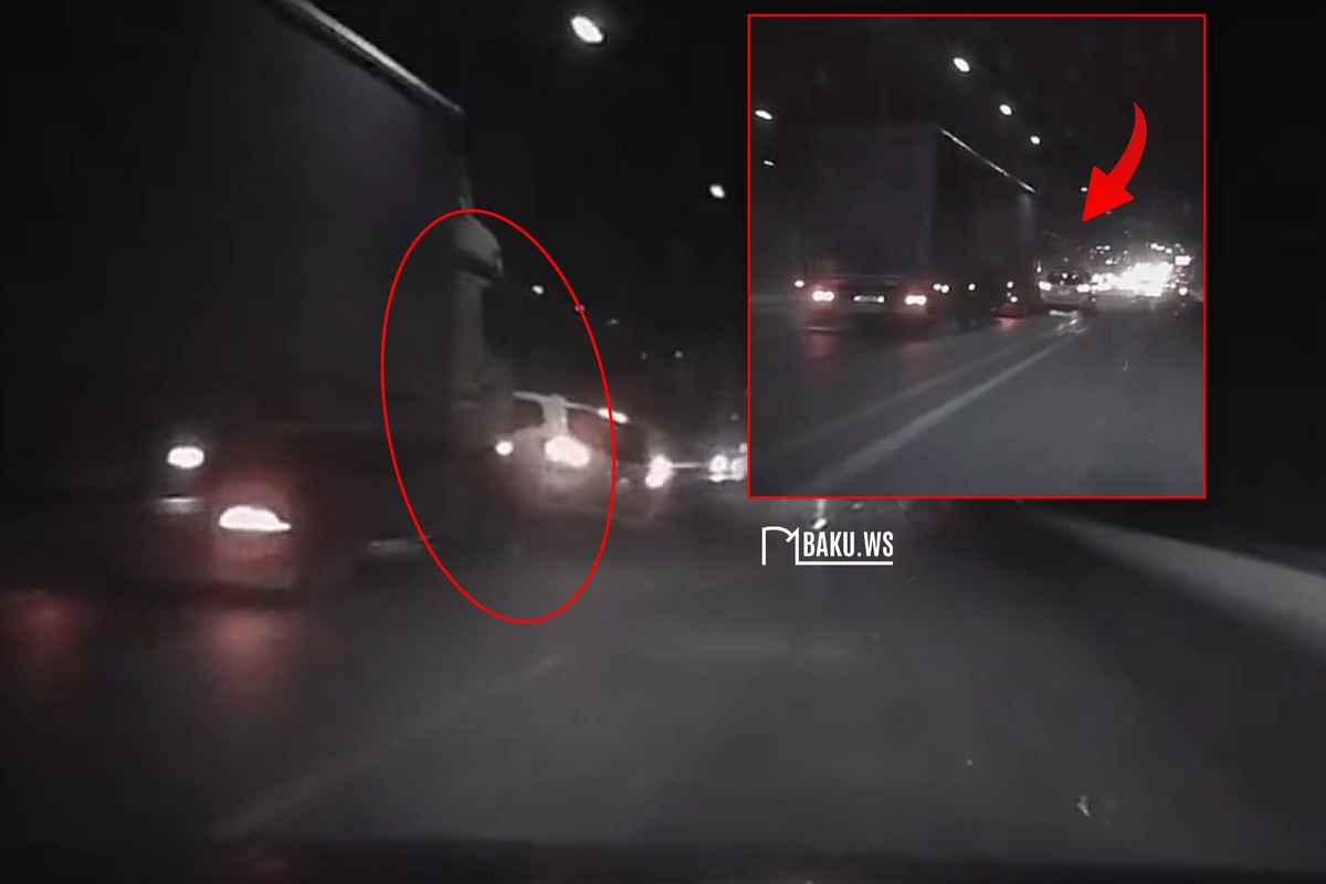 Yük maşını minik avtomobilini tuneldə VURDU