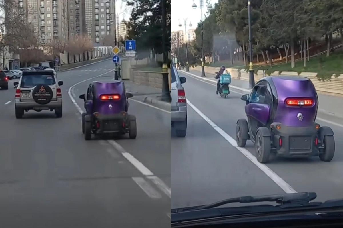 Bakının mərkəzində dövlət nömrə nişanı olmayan avtomobil peyda oldu