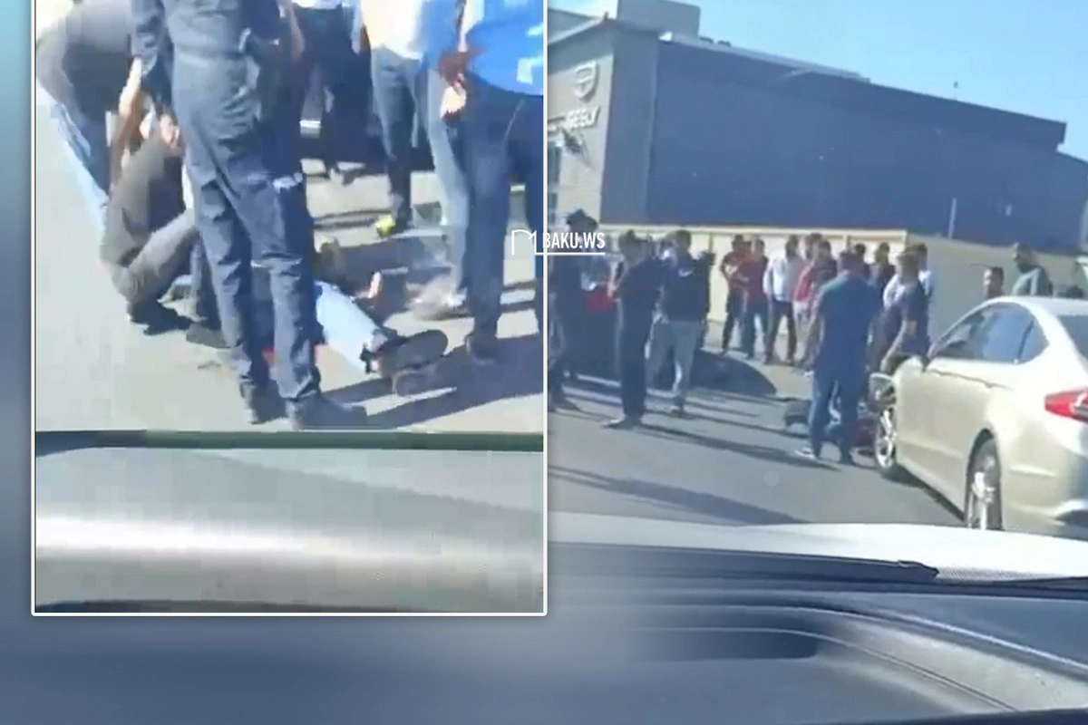 Bakıda maşınla motosiklet toqquşub Bakıda maşınla motosiklet toqquşub