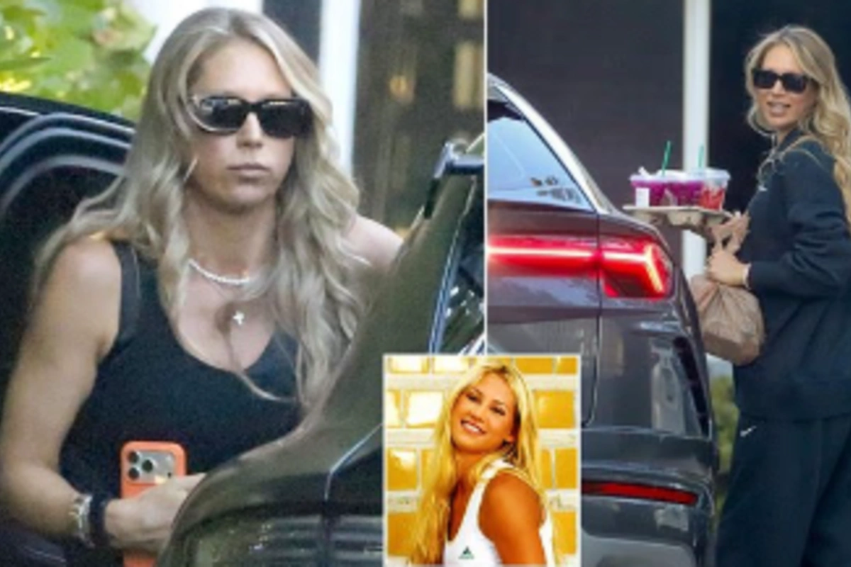 Pregnant Anna Kournikova was photographed in a tracksuit by a sports car