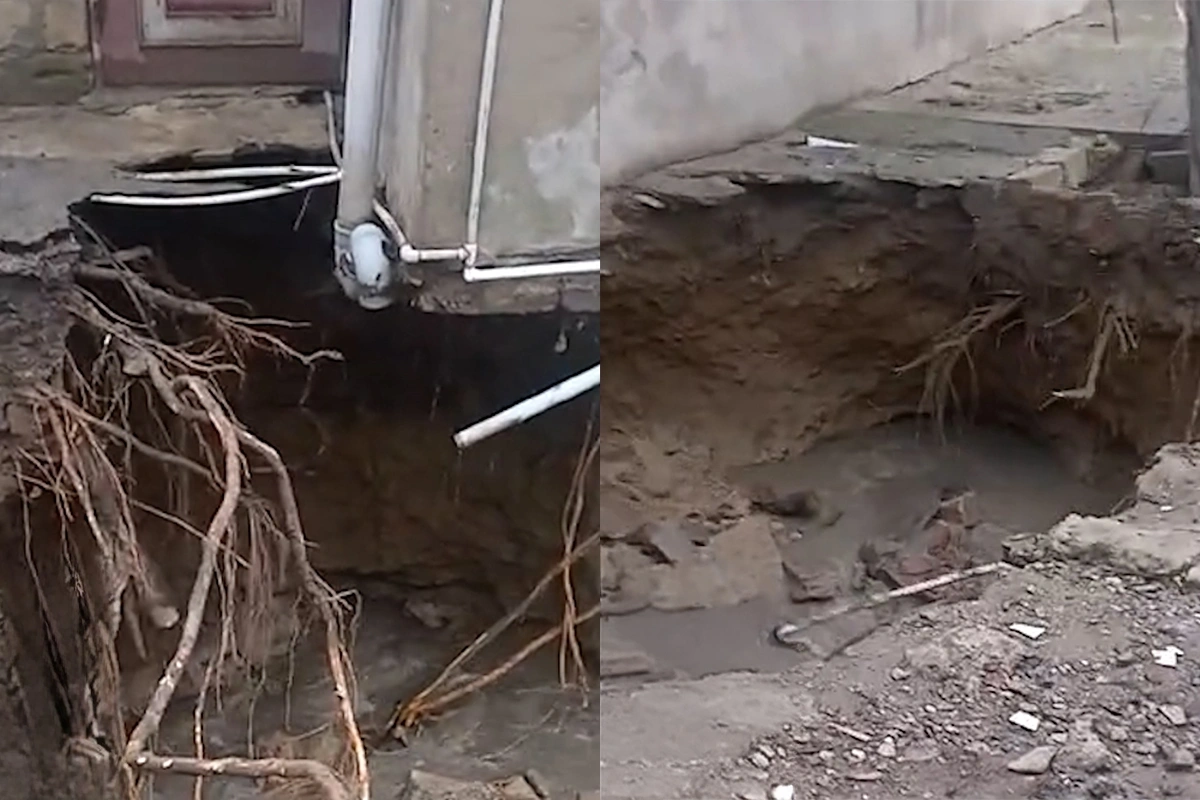 Biləcəridə bünövrəsi çökmüş fərdi yaşayış evlərinin bir hissəsi uçdu