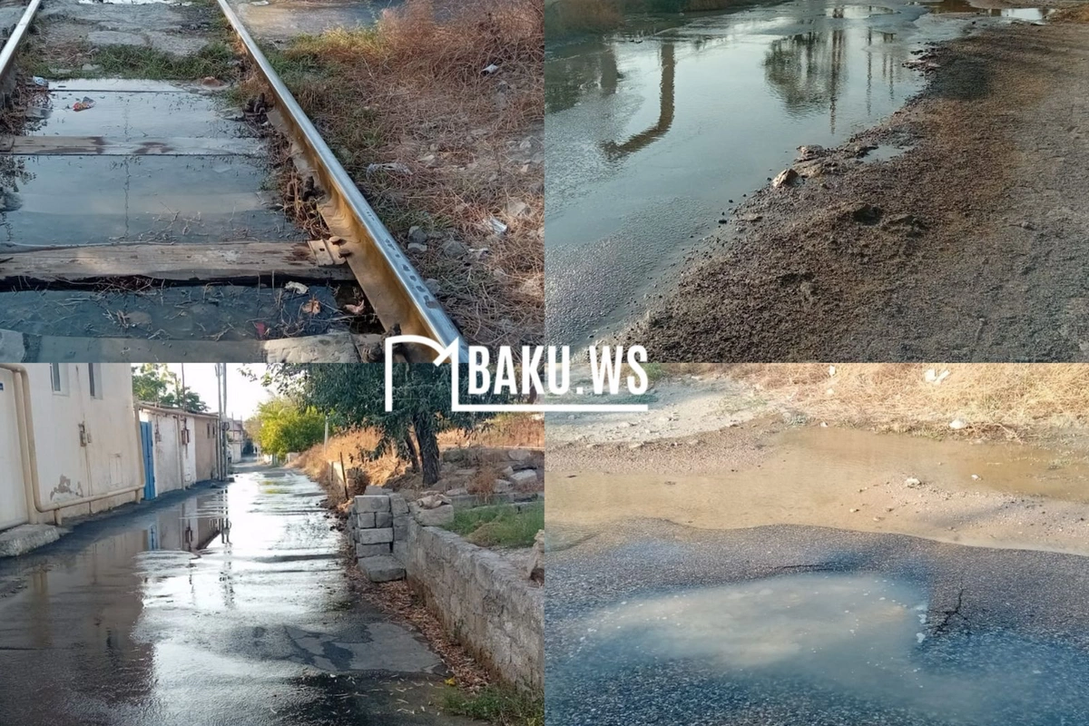Suraxanıda su borusu partladı, dəmir yolu xətti su altında qaldı