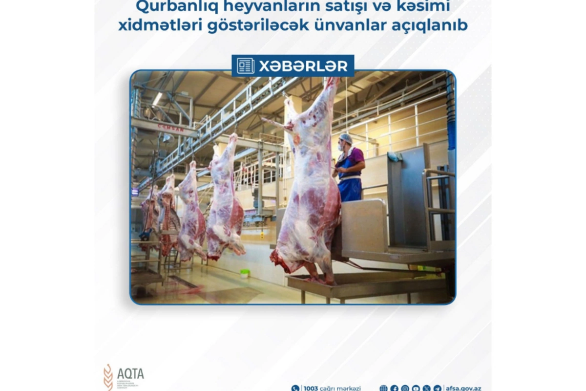 Qurbanlıq heyvanların satışı və kəsimi xidmətləri göstəriləcək ÜNVANLAR Qurbanlıq heyvanların satışı və kəsimi xidmətləri göstəriləcək ÜNVANLAR