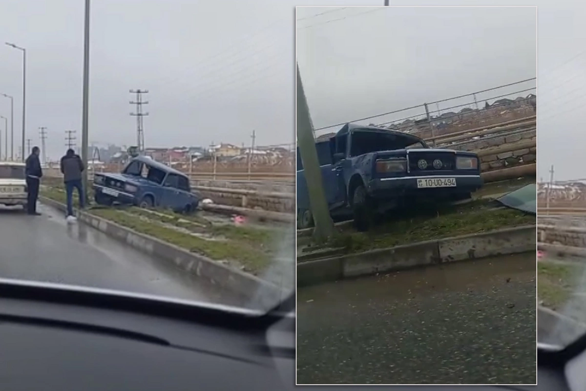 VAZ 2107 Mehdiabad-Binəqədi yolunda qəzaya düşdü, yoldan çıxdı VAZ 2107 Mehdiabad-Binəqədi yolunda qəzaya düşdü, yoldan çıxdı