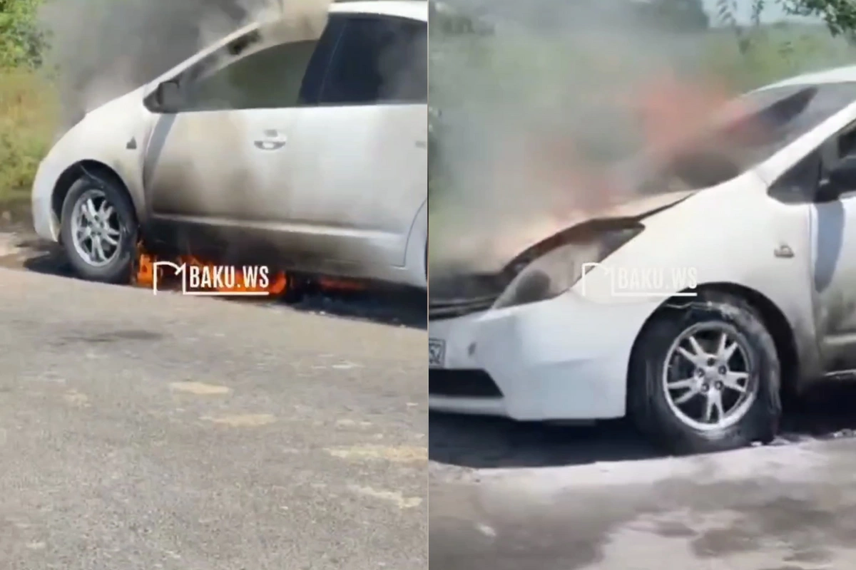A taxi burned down in Azerbaijan: video from the scene of the incident A taxi burned down in Azerbaijan: video from the scene of the incident