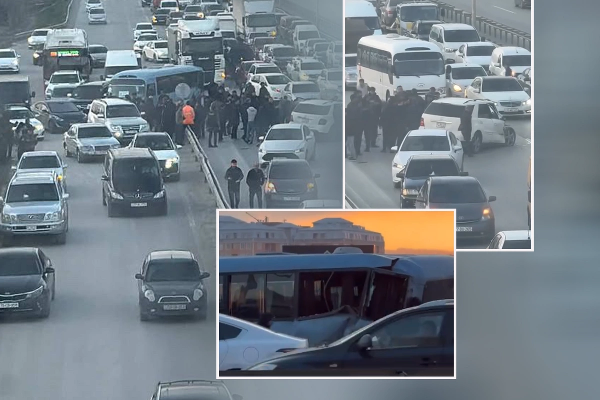 Bakı-Sumqayıt yolunda sərnişin avtobusu ilə minik maşını toqquşdu