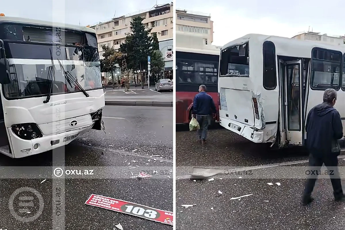Bakıda iki sərnişin avtobusu toqquşdu