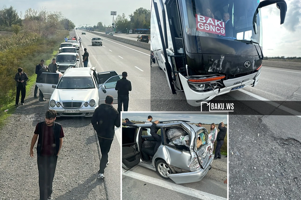 Bakı-Qazax yolunda avtobus Mercedeslə toqquşdu