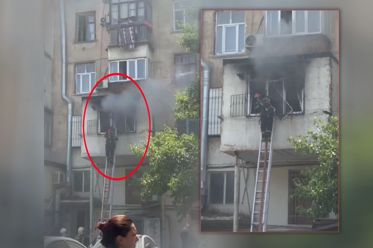 Nərimanovda yaşayış binası yanıb