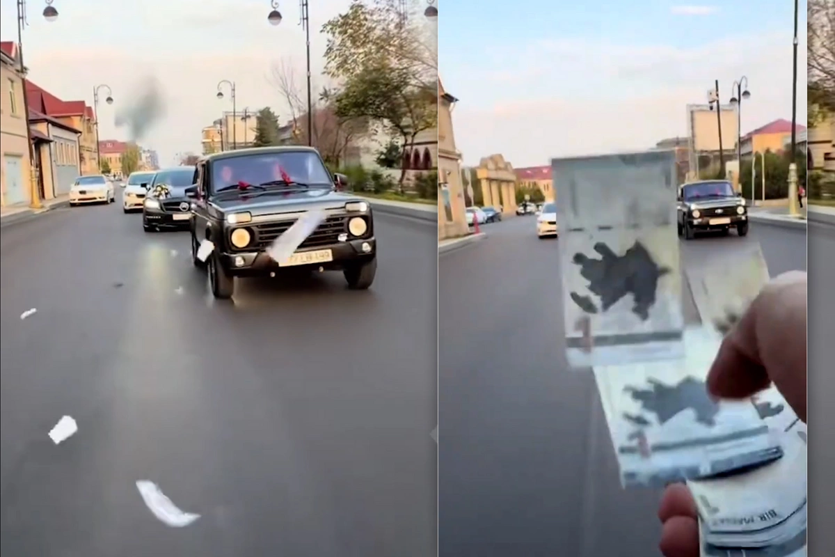 Toy karvanında avtoşluq edib yola pul səpdilər