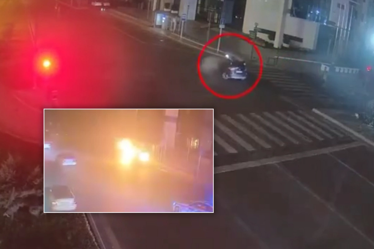 Bakıda hərəkətdə olan maşın YANIB