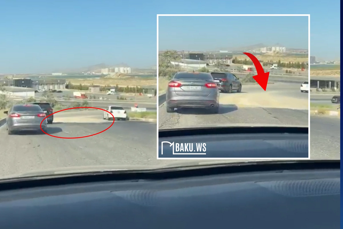 Bakı Dairəvi yolundakı çökəklik avtomobillərə ziyan vurur - ŞİKAYƏT